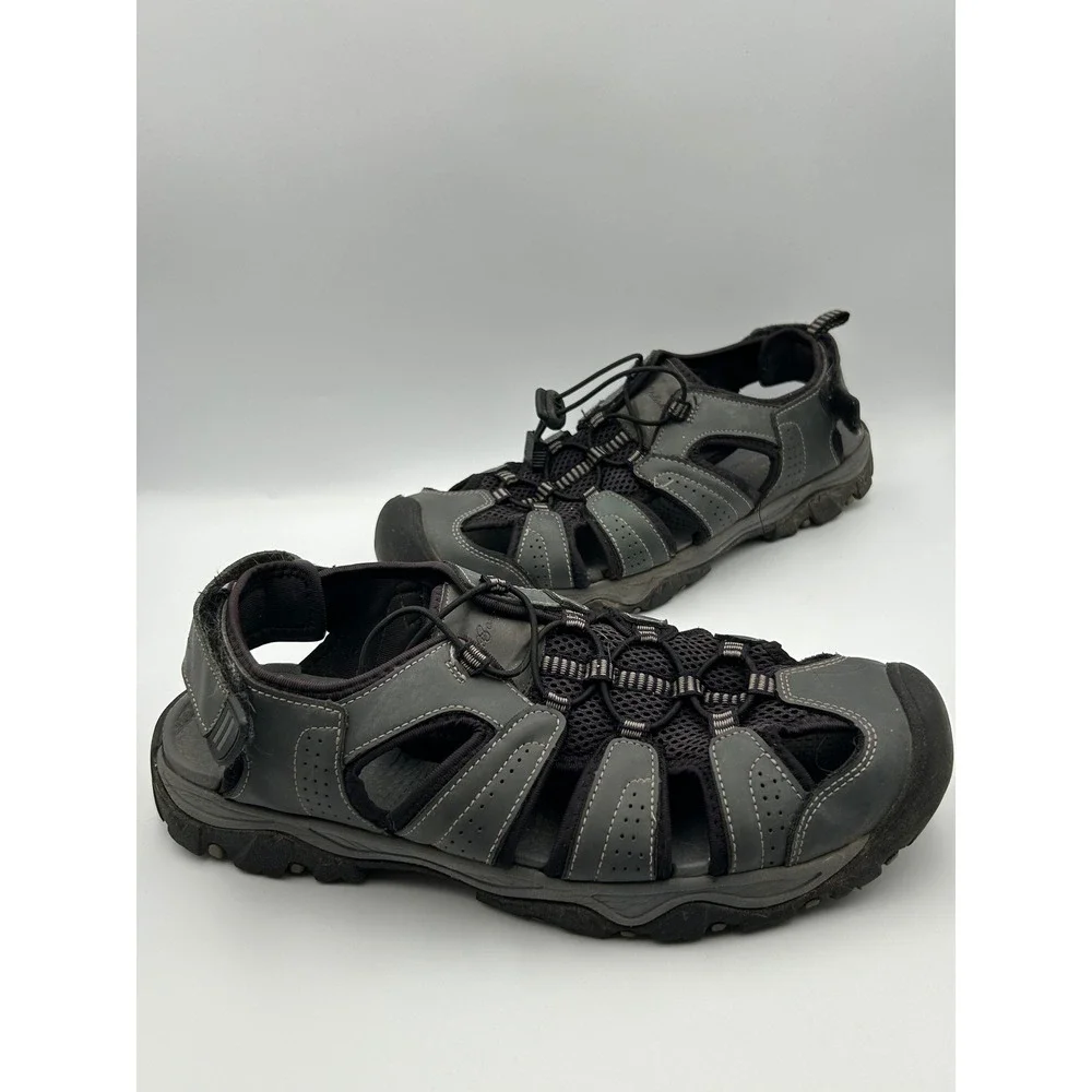 Eddie Bauer Mens Gray Closed Toe Water Hiking Sandals Bungee Lace Size 12 S279